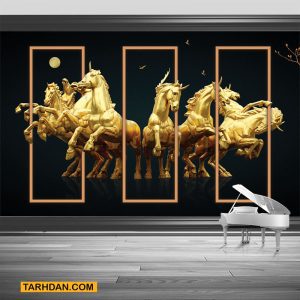 دانلود کاغذ دیواری اسبهای تک شاخ طلایی
